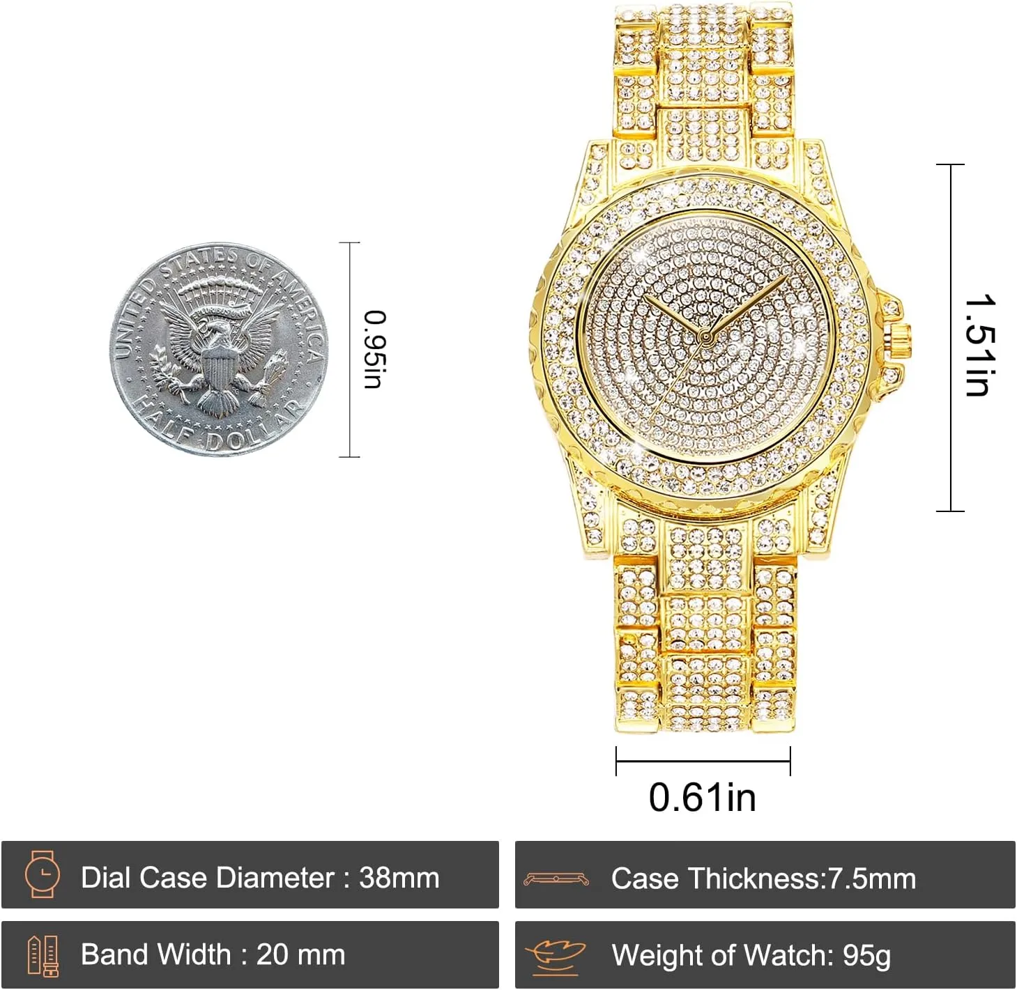 Watch for Women Iced Out Watch Bling Rhinestone Watches ManChDa being Diamond 