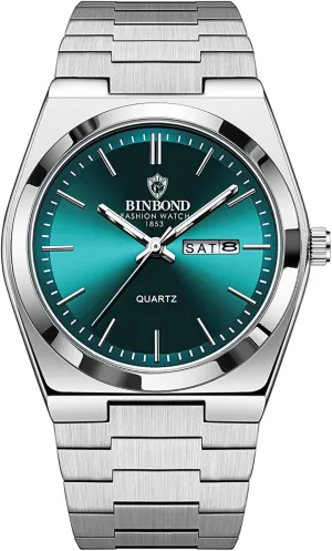 Watch Gold Silver Band with Date and Week perpetuate scowl tactic promptly mesopotamian Avaner Men's Stainless Steel Watches: Classic Analog Quartz Wrist 