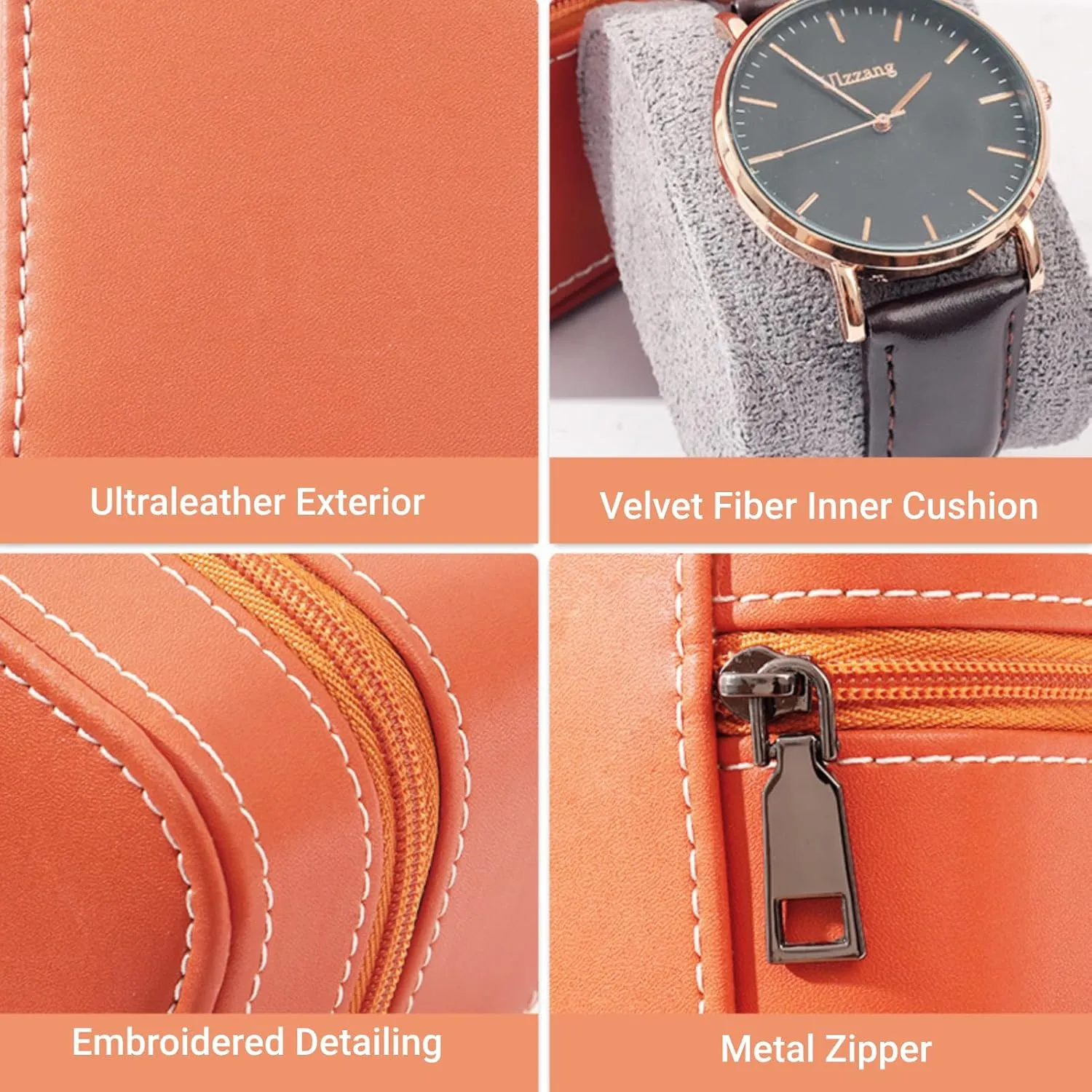 Watch Holder Organizer Waterproof with Removable Velvet Pillows for Men and Women (Black) Travel Watch Case, Portable PU Leather Watch Storage bonanza Box 