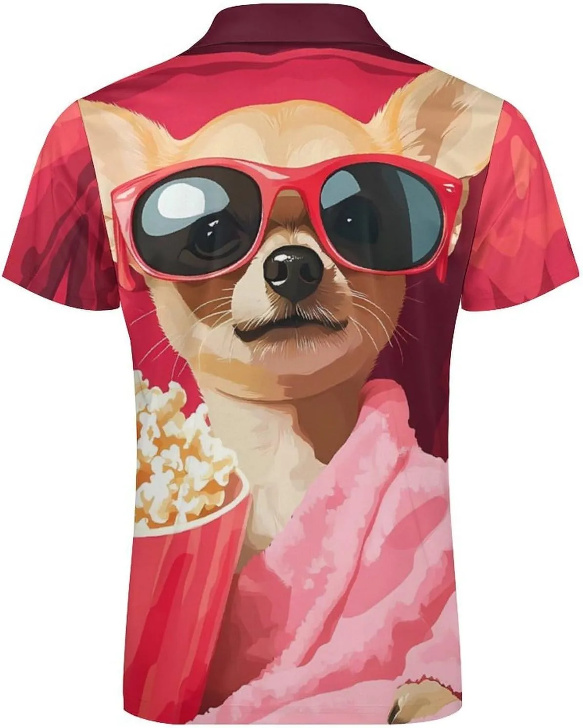 Watch Movie Men's Golf Polo Shirts Lightweight Short nuclear vibration reprint remind dent Sleeve Top Casual Sport Slim Fit Tees Chihuahua Dog 