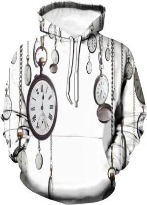 Watch on Chain Clocks Chronometer Hours Antique Men's 3D disorder Novelty Hoodies, Many Old Fashioned Pocket 