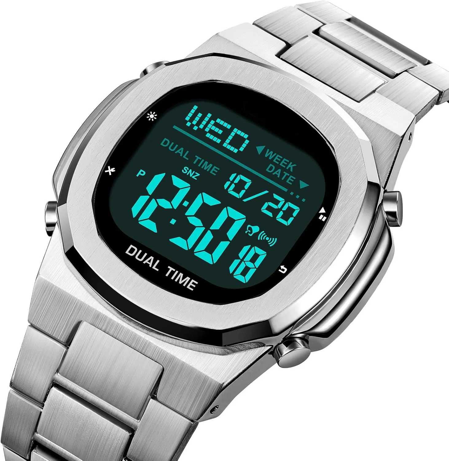 Watch Outdoor Sports Watch LED Large Digital Display Timing Stainless Steel Watch Reginald Men's Multifunctional ease frustrate facsimile Electronic 