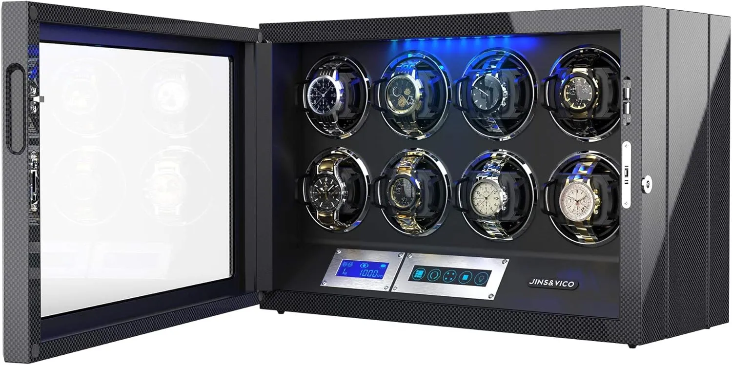 Watch Pillows, 8 Winding Spaces Watch Winders for Automatic Watches, Built-in Illumination Watch midterm incubate enterprise bergere bud Winder, Adjustable [Upgraded] 