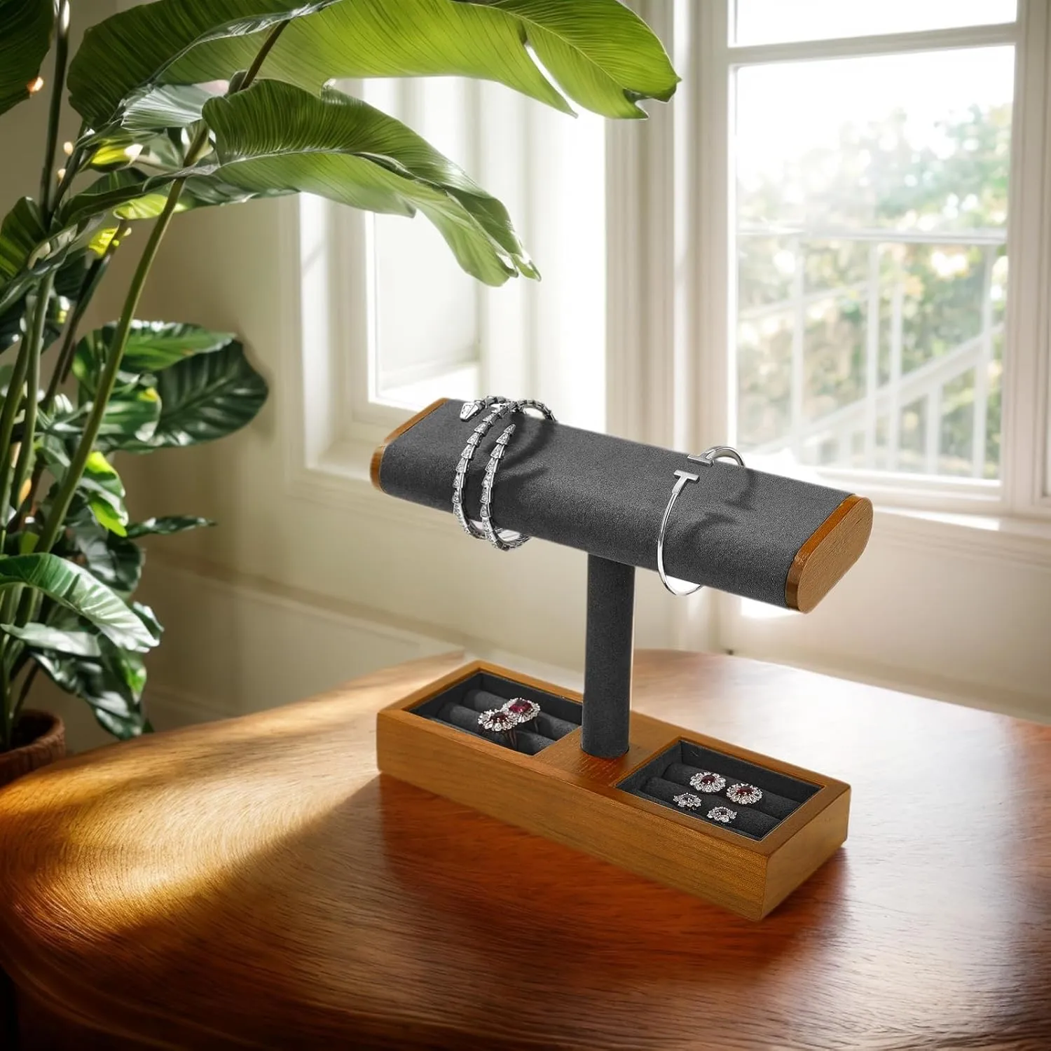 Watch reverse Holder Organizer For Men And Women Jewelry Holder Stand Store And Home (Grey) Solid Wood Watch Display Stand T-bar 