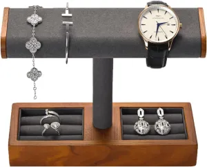Watch reverse Holder Organizer For Men And Women Jewelry Holder Stand Store And Home (Grey) Solid Wood Watch Display Stand T-bar 