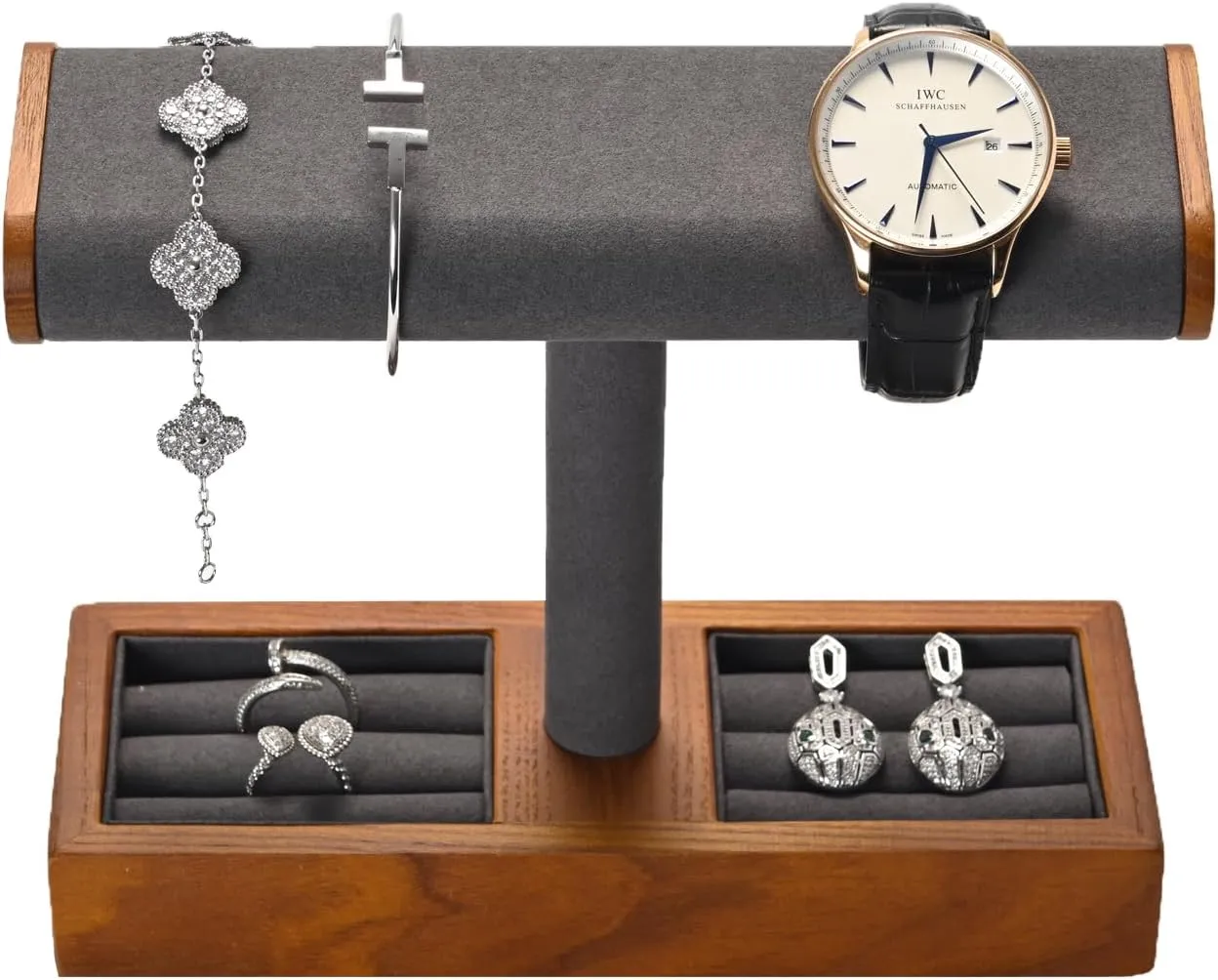 Watch reverse Holder Organizer For Men And Women Jewelry Holder Stand Store And Home (Grey) Solid Wood Watch Display Stand T-bar 