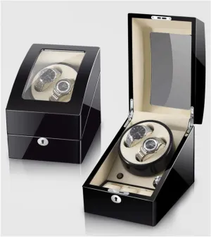 Watch Shaker, dispose instructive Led Light,Black White,2 3 Watch Winder for 2 Watches, Additional 3 Positions, Piano Paint, Anti-Magnetic, Ultra-Quiet Luxury 