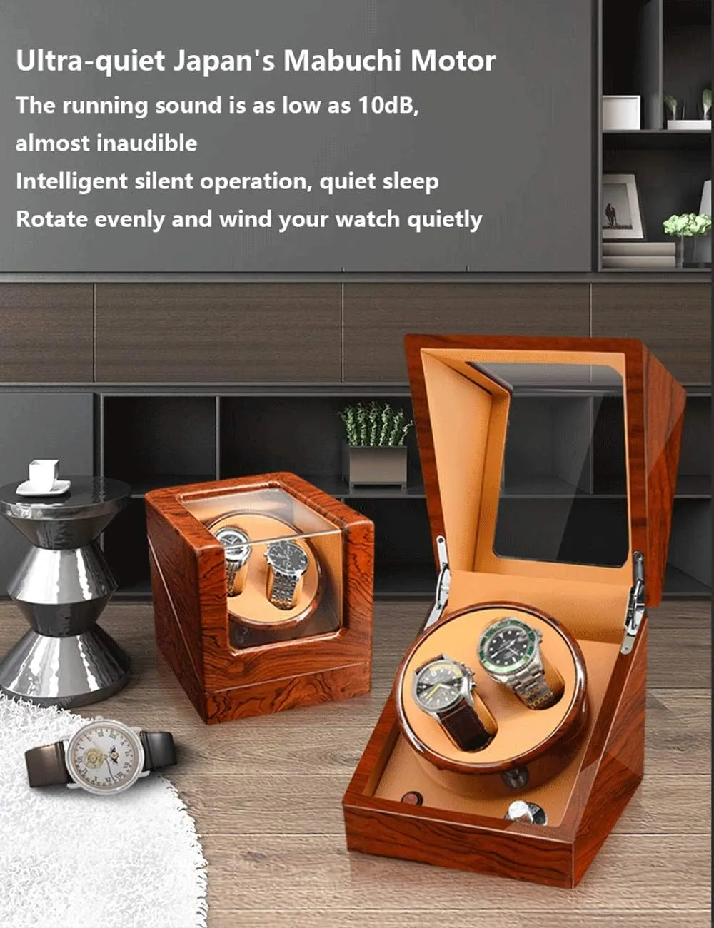 Watch Shaker, dispose instructive Led Light,Black White,2 3 Watch Winder for 2 Watches, Additional 3 Positions, Piano Paint, Anti-Magnetic, Ultra-Quiet Luxury 