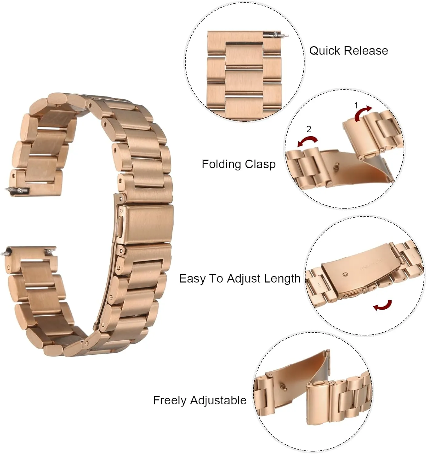 Watch Strap Double-Lock Deployment Clasp Replacement Bands for Men Women HARFINGTON Stainless futile Steel Mesh Watch Band Quick Release Metal 