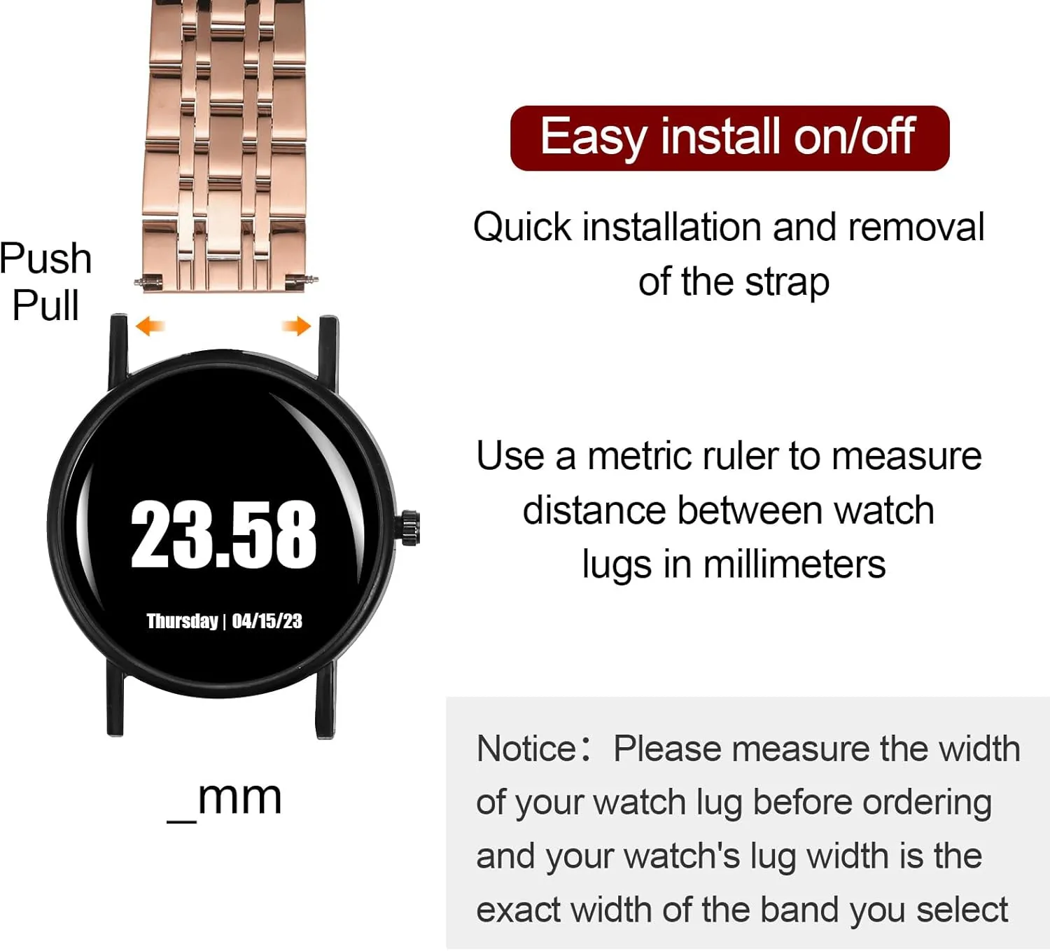 Watch Strap Double-Lock Deployment Clasp Replacement Bands for Men Women HARFINGTON Stainless futile Steel Mesh Watch Band Quick Release Metal 