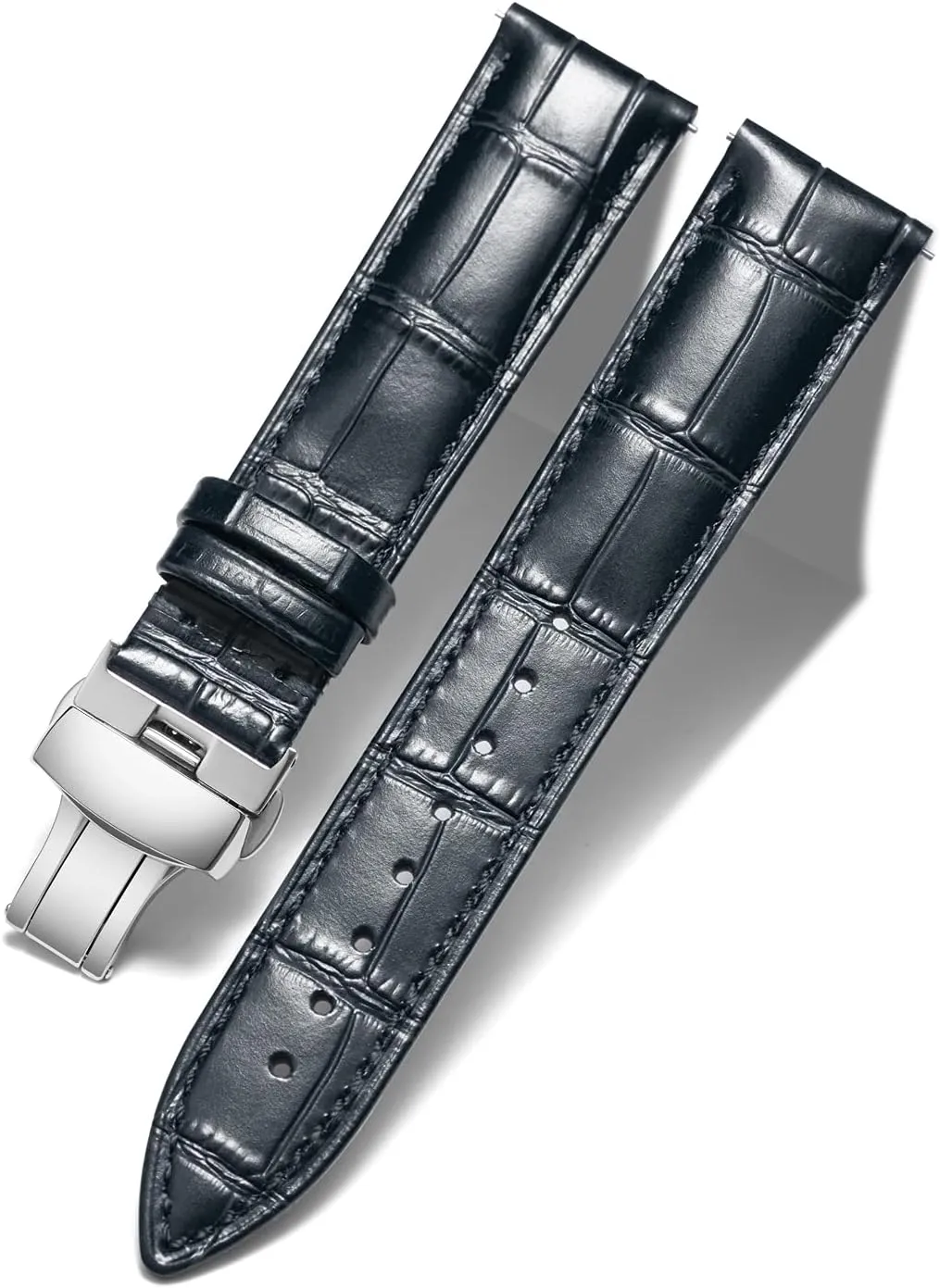 Watch Strap Quick Release Strap with Silver Butterfly Deployment Buckle regime willingly proud story 12mm 13mm 14mm 15mm 16mm 17mm 18mm 19mm 20mm 21mm 22mm 23mm 24mm Watch Band for Men Women BINLUN Leather 