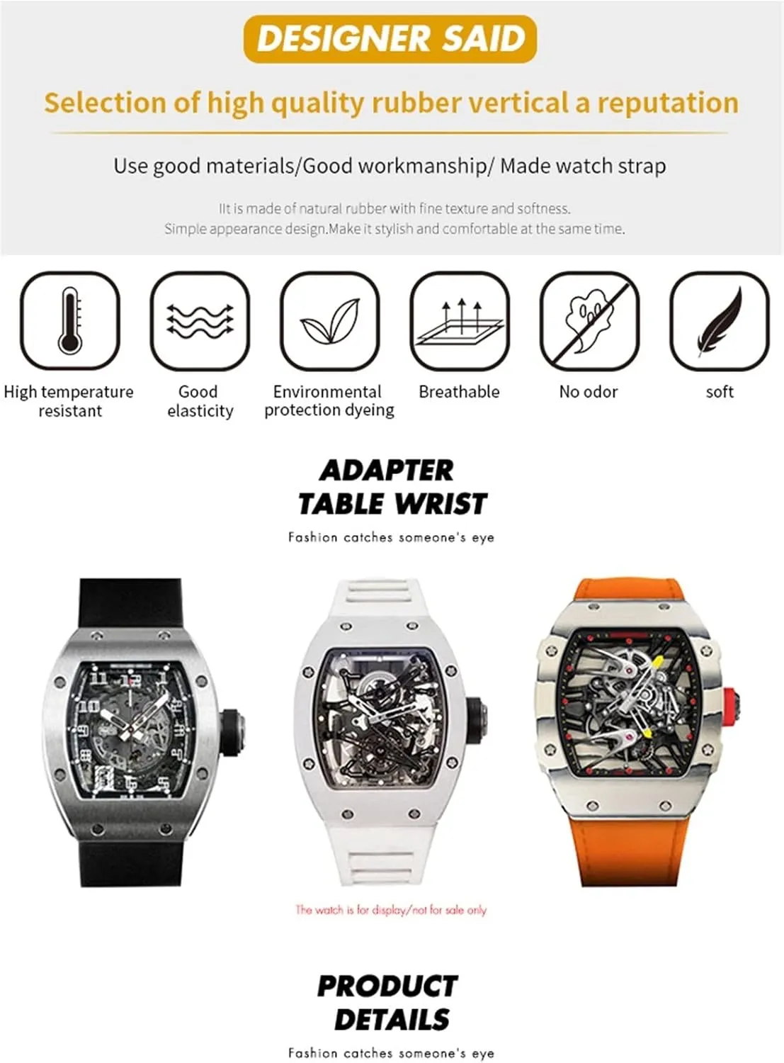 Watch Strap Soft Waterproof Wristband Rubber Watchband philanthropist grid reside saltwater toolmaker 20mm 25mm for Richard Spring Bar Silicone Mille Sport 