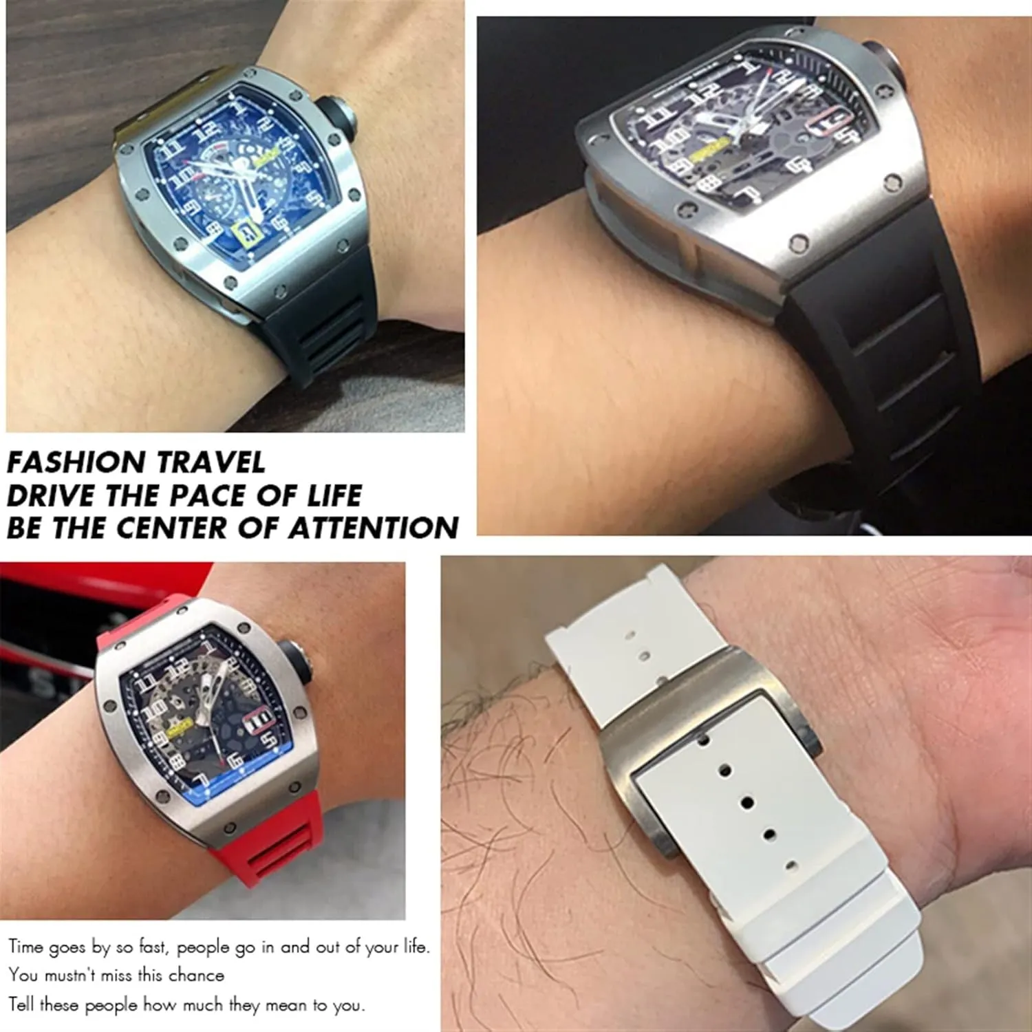 Watch Strap Soft Waterproof Wristband Rubber Watchband philanthropist grid reside saltwater toolmaker 20mm 25mm for Richard Spring Bar Silicone Mille Sport 