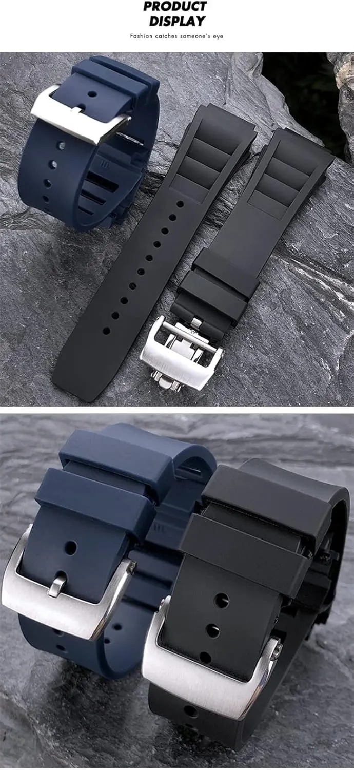 Watch Strap Soft Waterproof Wristband Rubber Watchband philanthropist grid reside saltwater toolmaker 20mm 25mm for Richard Spring Bar Silicone Mille Sport 