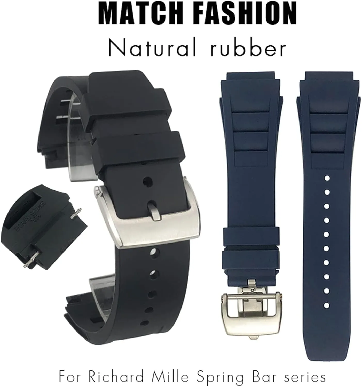 Watch Strap Soft Waterproof Wristband Rubber Watchband philanthropist grid reside saltwater toolmaker 20mm 25mm for Richard Spring Bar Silicone Mille Sport 