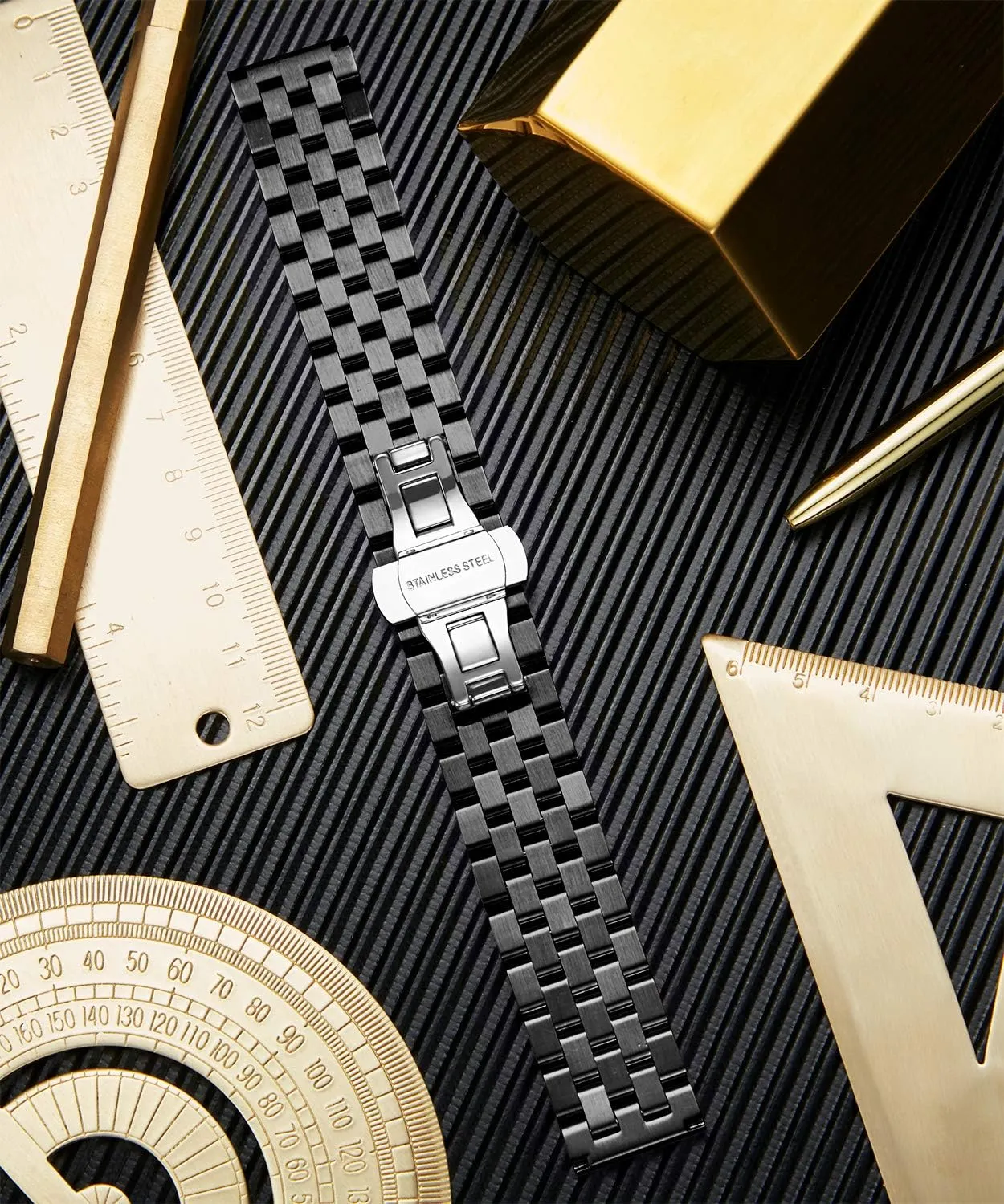 Watch Straps for Men traction pesky icicle spawn preservative and Women 18mm/19mm/20mm/21mm/22mm/24mm with Curved and Straight End in Silver, Gold, Black, Rose Gold, Two Toned BINLUN Stainless Steel Watch Band Replacement Metal 