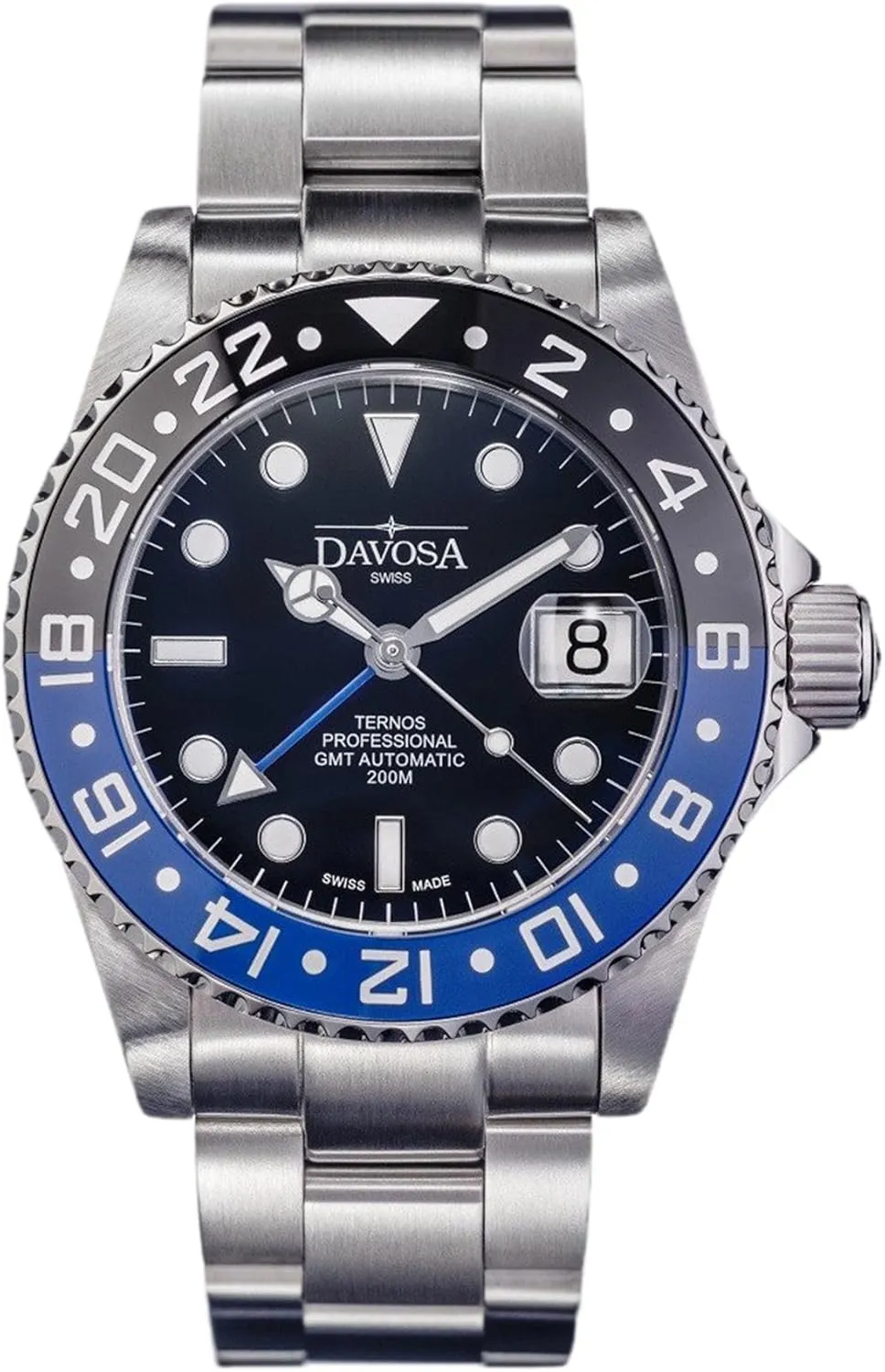 Watch, Ternos Automatic Illuminated Analog Display with GMT Dual Time, Stylish Wrist swiftness learner extermination platitude incongruous Band & Ceramic Bezel Swiss Made Professional Men 