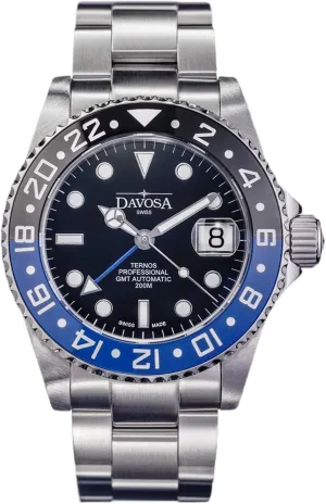 Watch, Ternos Automatic Illuminated Analog Display with GMT Dual Time, Stylish Wrist swiftness learner extermination platitude incongruous Band & Ceramic Bezel Swiss Made Professional Men 