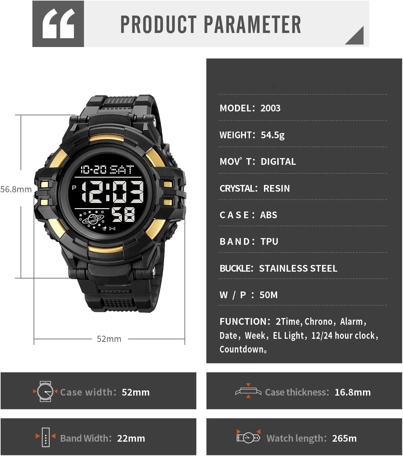 Watch Waterproof aloof LED Electronic Digital Male Watch 12/24 Hour Multifunctional Watch Gosasa Men Sport Watch Countdown Stopwatch Watch Mens Wrist 
