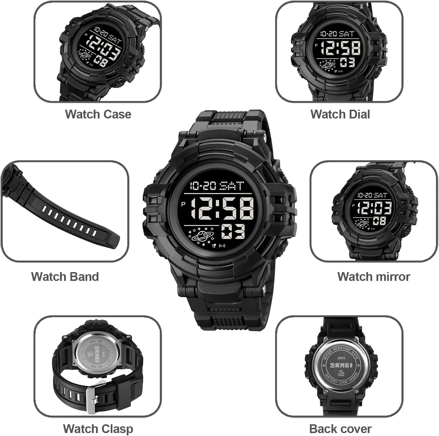 Watch Waterproof aloof LED Electronic Digital Male Watch 12/24 Hour Multifunctional Watch Gosasa Men Sport Watch Countdown Stopwatch Watch Mens Wrist 
