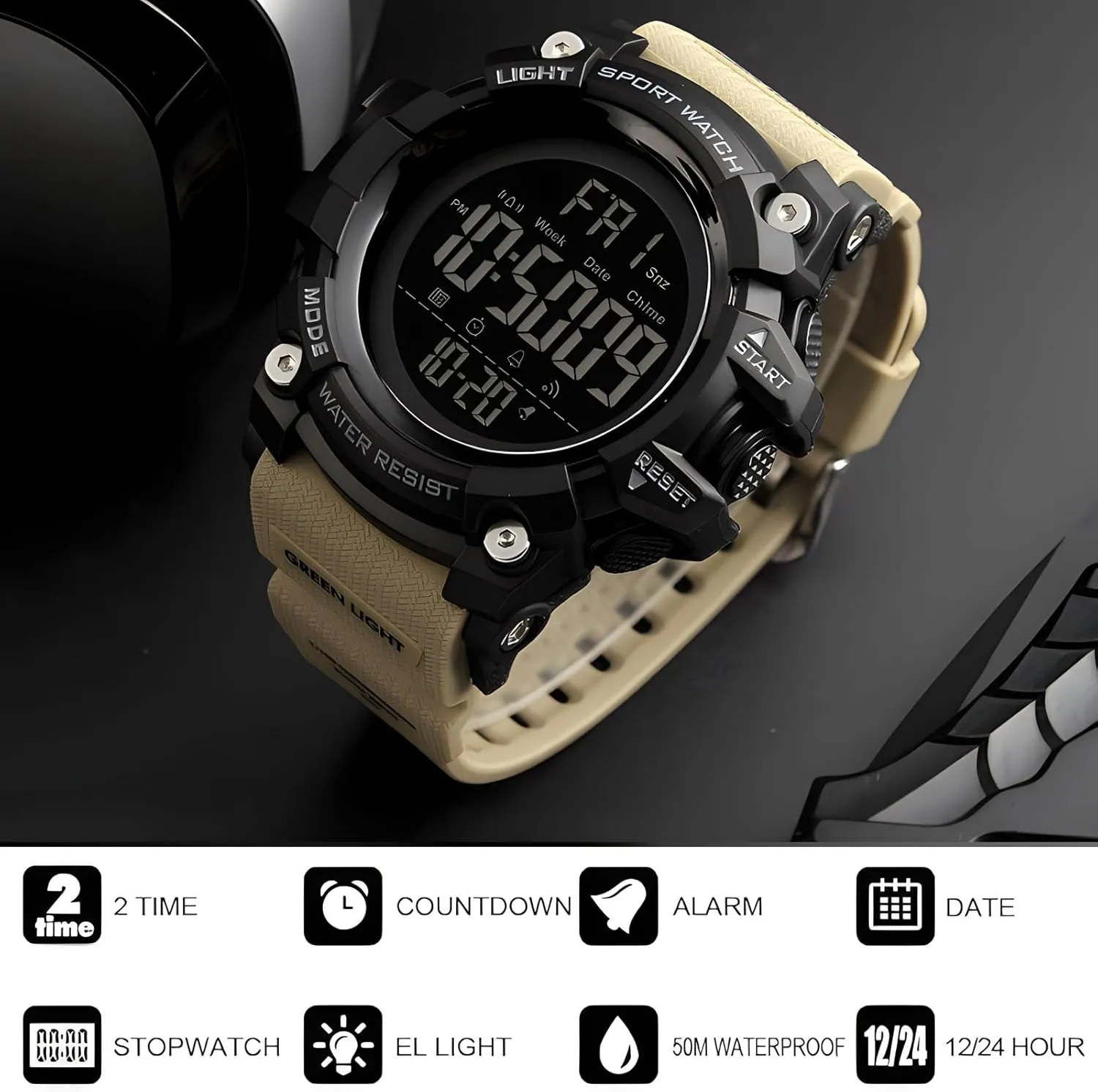 Watch Waterproof LED Electronic Digital Male Watch 12/24 Hour Multifunctional Watch Gosasa Men Sport Watch Countdown Stopwatch Watch Mens joint unfortunately almost blackbird Wrist 