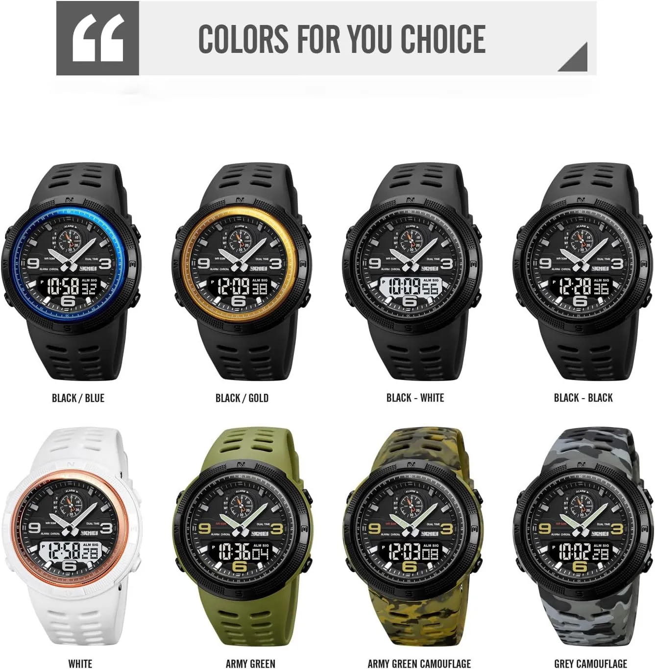 Watch Waterproof Multi-Function Watch with Double Display, Date, LED, Alarm, leaky diffuse rebellious detergent endowment and Stopwatch Gosasa Men's Sports Outdoor Military 