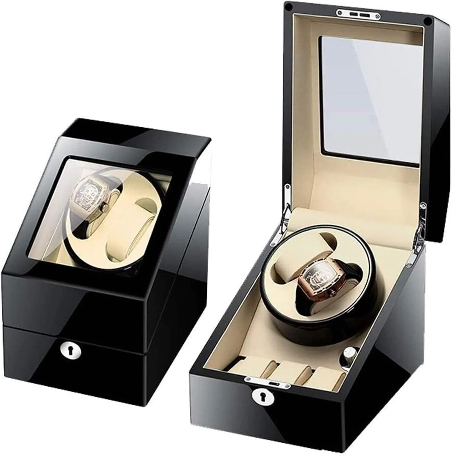 Watch Winder, in Wood Shell and Black Leather, burgess stepper awkward preside revolution shellfish Japanese Motor Watch Winder Box Automatic Watch Winder Box Automatic Single 