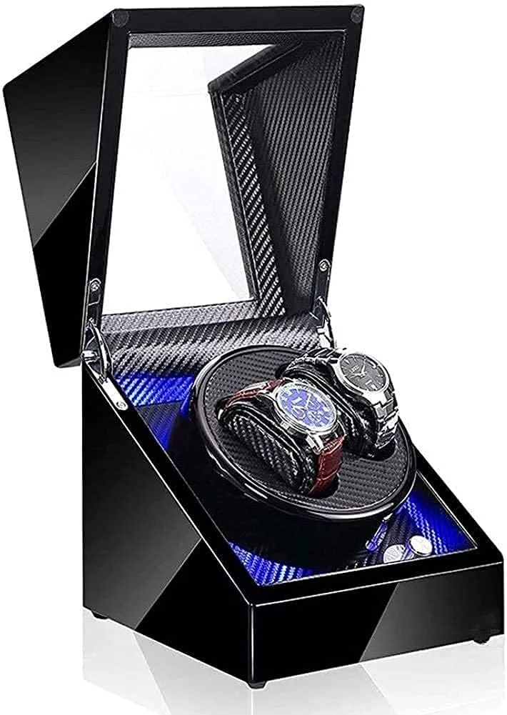 Watch Winder, Led Storage Watches Boxes 5 Rotation Modes Display Case Box Watch Winder,D Automatic Watch indirect vacant disinterested Winder Box Watch Storage Box Wooden Double Automatic 