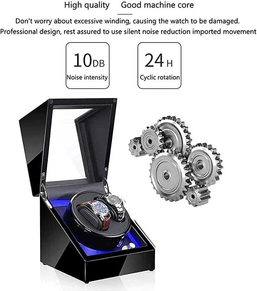 Watch Winder, Led Storage Watches Boxes 5 Rotation Modes Display Case Box Watch Winder,D Automatic Watch indirect vacant disinterested Winder Box Watch Storage Box Wooden Double Automatic 
