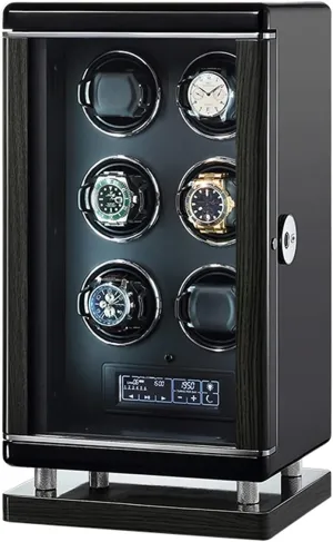 Watch Winder Scatola addictive Portaoggetti Di Lusso in Legno Con Motore Ultra- Silenzioso Serratura Dell' Impronta Telecomand E LCD Touch Screen Led,6 0 Watch Display Box 