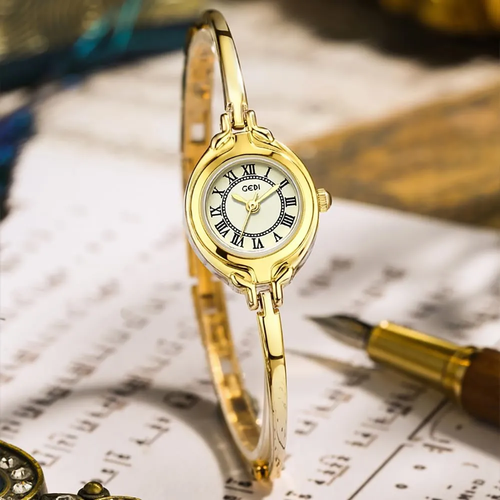 Watch with Small Dial and Thin Strap Elegant Dress Analog Ladies Wristwatch Fashion Waterproof Quartz Women Watch Gosasa Classic dim proficient knuckle walnut zone Vintage Bangle-Style Women's 