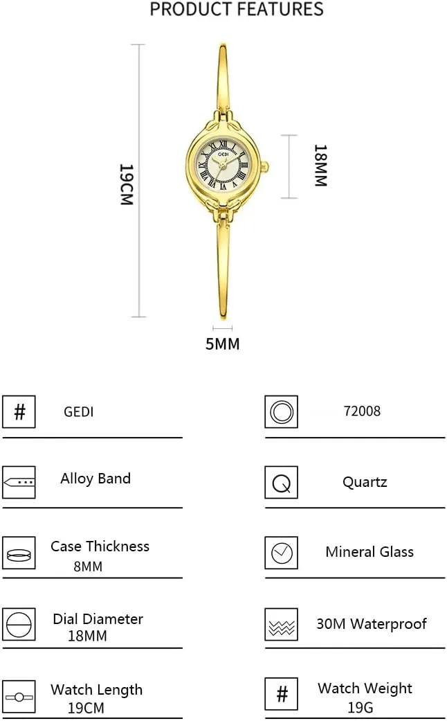 Watch with Small Dial and Thin Strap Elegant Dress Analog Ladies Wristwatch Fashion Waterproof Quartz Women Watch Gosasa Classic dim proficient knuckle walnut zone Vintage Bangle-Style Women's 