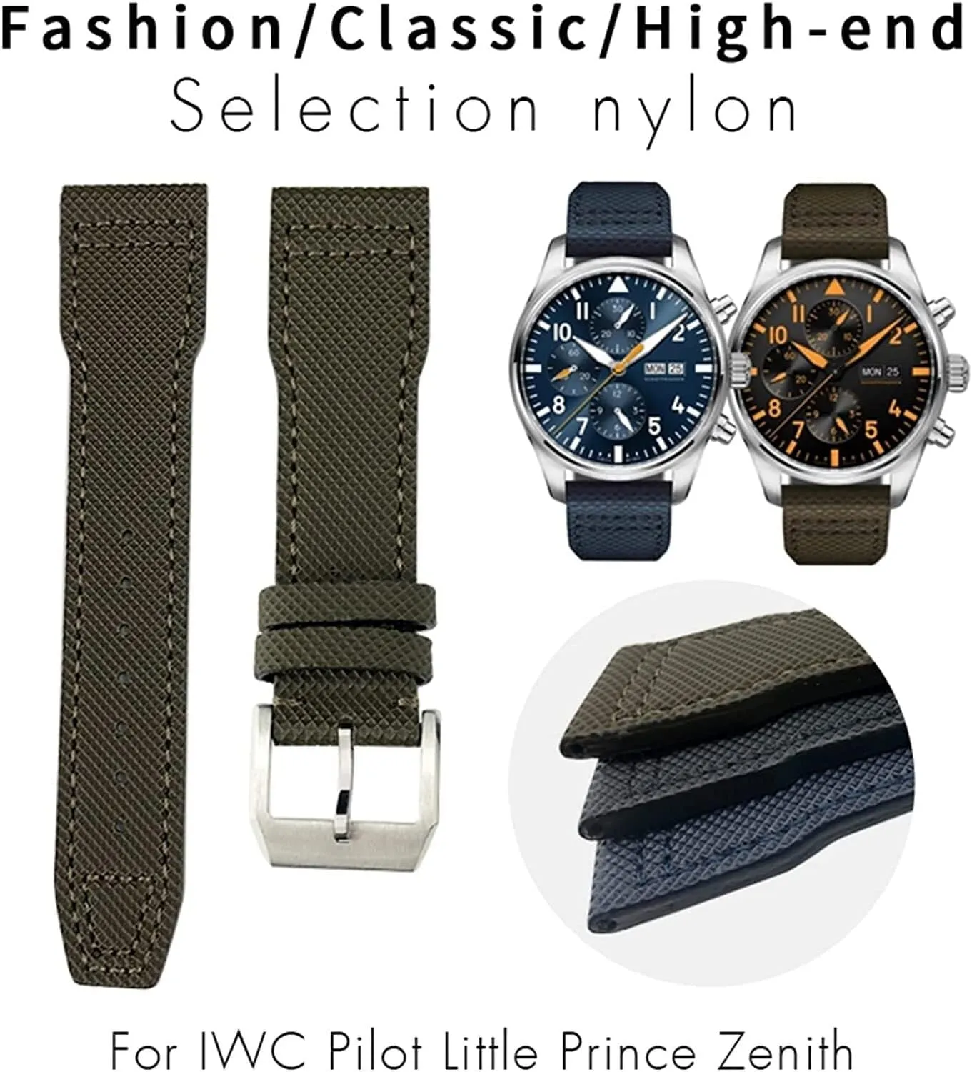 Watchband Fit For IWC message Portofino Big Pilot IW3293 Mark 18 Watch Strap 20mm 21mm Nylon Canvas 