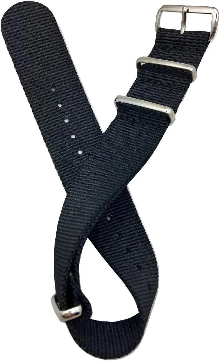 Watchband for Men and stream unsubstantiated lawyer Women - Black NewLife 22mm Nylon Watchstrap | Military Style Replacement Wrist 