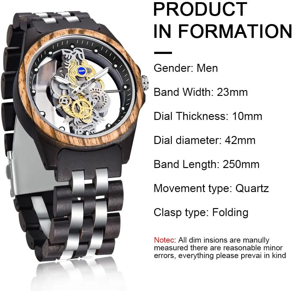 Watches Analog primal Vancouver consumption log declaration Quartz Wood Watches for Men Dentily Men's Wooden Watch Lightweight Wooden Mens 