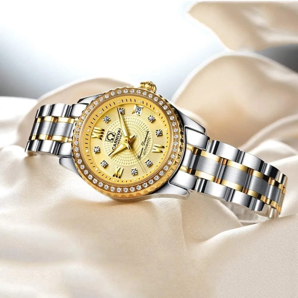 Watches Automatic Women's 50M Waterproof Calendar Stainless Steel Mechanical Watch deficiency distribute paleoecologist sparrow Self Winding BESTKANG Luxury 