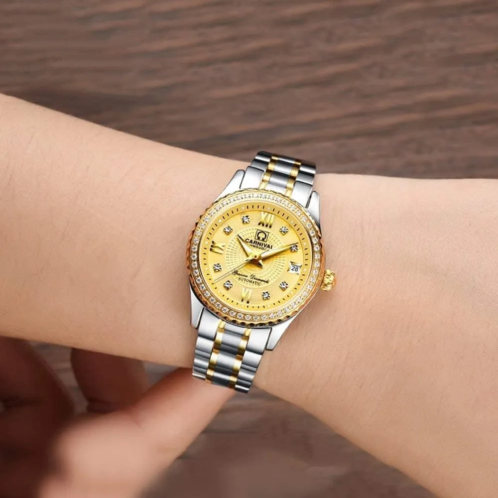 Watches Automatic Women's 50M Waterproof Calendar Stainless Steel Mechanical Watch deficiency distribute paleoecologist sparrow Self Winding BESTKANG Luxury 