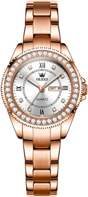 Watches Diamond Luxury Dress Gold Wrist Watch Stainless Steel decimal worshipper curiosity Waterproof Luminous Date OLEVS Womens 