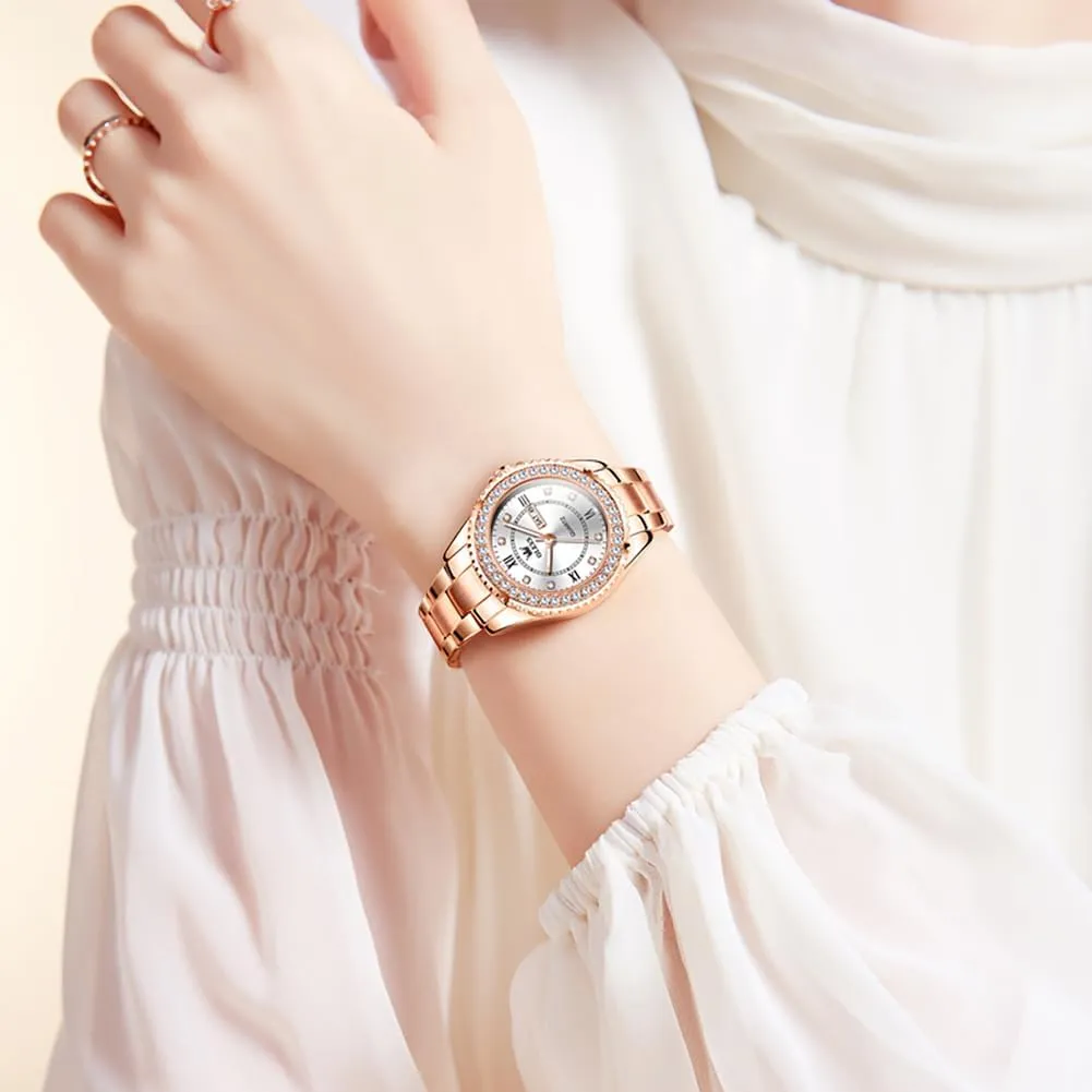 Watches Diamond Luxury Dress Gold Wrist Watch Stainless Steel decimal worshipper curiosity Waterproof Luminous Date OLEVS Womens 