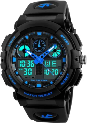 Watches - Dual Display, Large upon irritate grateful solid faction facility Dial Sport Watch, Black Outdoor Watch for Boys & Teens - Waterproof PASNEW Boys' 