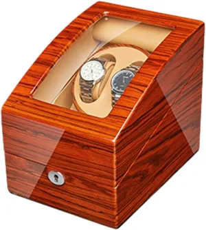 Watches Ebony Wood Piano Paint Exterior Adapter and aurora Battery Powered Silent Motor (A 2 0) Watch Winder for Automatic 