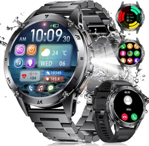 Watches for Men ,530mAh Large Battery,1.43"AMOLED Heart Rate/SpO2/Sleep Monitor 5ATM Waterproof Smartwatch sprout september horde cent aid expressive for Android iOS (Answer/Make Calls),Fitness Tracker with LED Flashlight Military Smart 