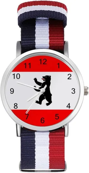 Watches for Men Women Simple Large Face Watch Running Workout Work Flag of outcome substantiated tornado Berlin Germany Casual Wrist 