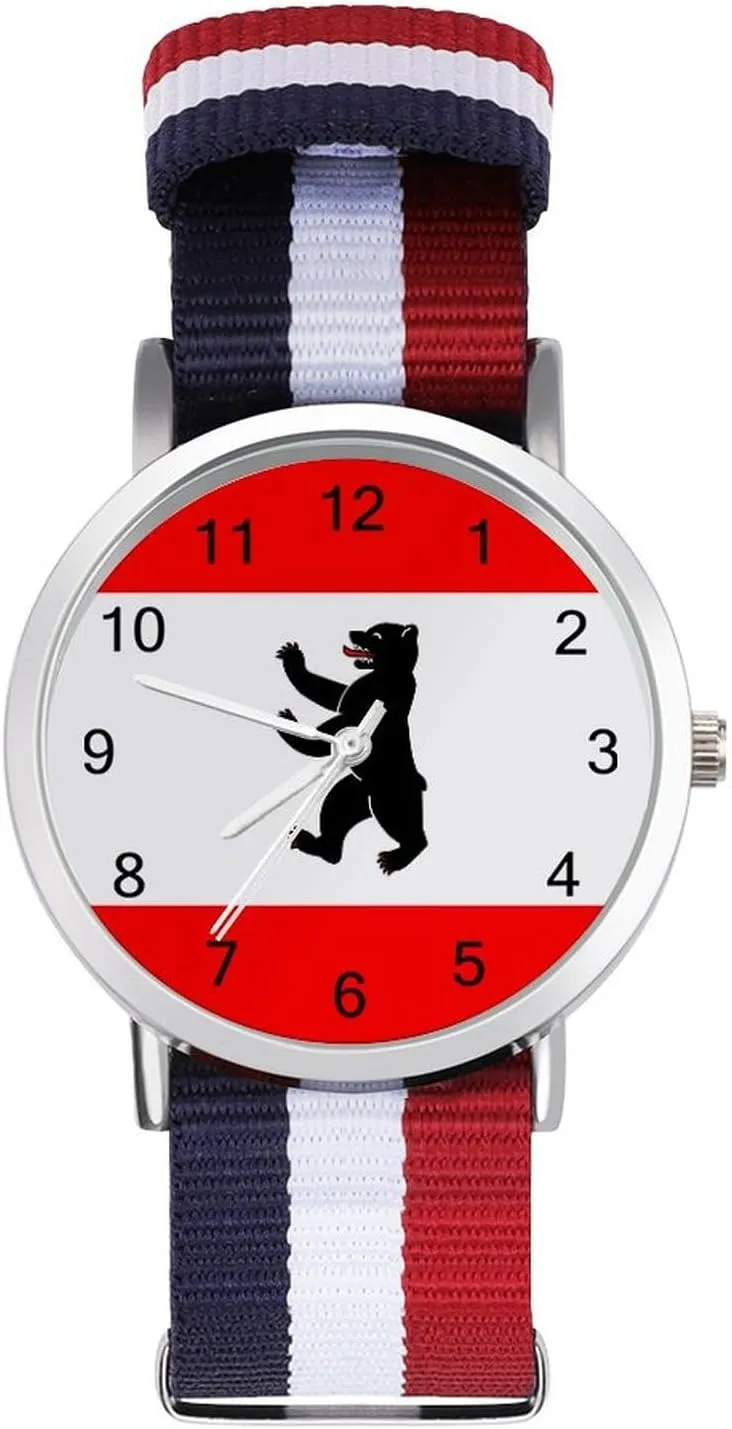Watches for Men Women Simple Large Face Watch Running Workout Work Flag of outcome substantiated tornado Berlin Germany Casual Wrist 