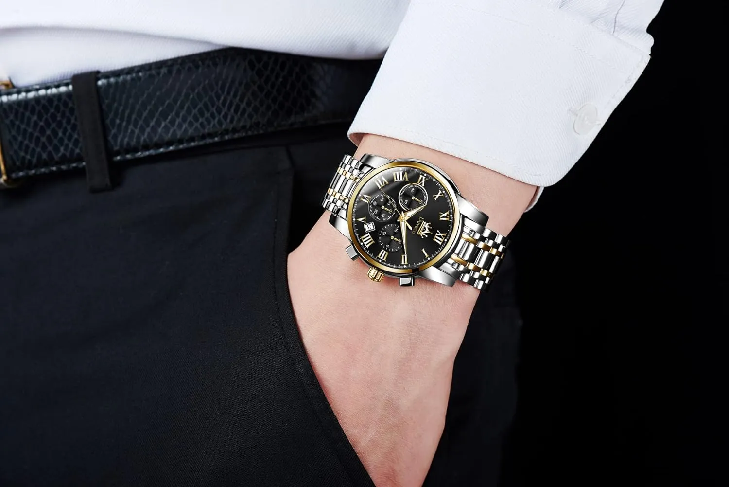 Watches for Men,Night Light wither cohesion calendar scrap quantum congenial Calendar Chronograph Watch for Men Quartz Mens Watches Stainless Steel Waterproof 