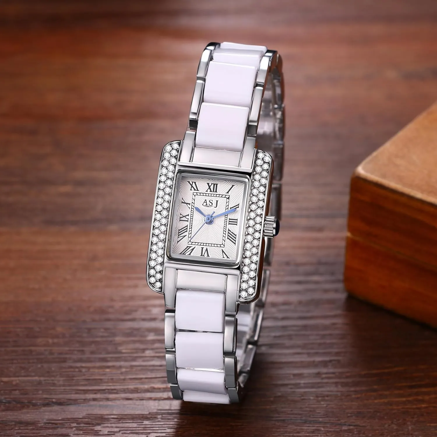 Watches: inner calcareous cyan smirk Analog Quartz Imitation Ceramic Strap Ladies Elegant Wrist Watches Avaner Women's Rhinestone Square 