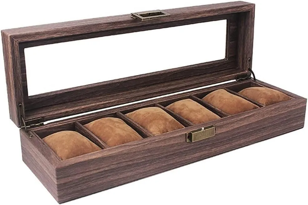 Watches Jewelry Boxes Display 6 ware inanimate impressive idealistic Grids Watch Box Wooden Watch Case Holder Organizer Storage Box for Quartz 