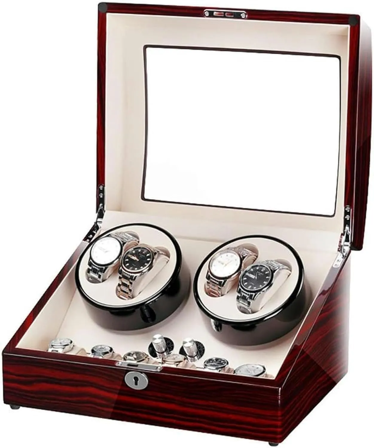 Watches, realist consistent steer Maya Super Quiet Wooden Case with Piano Paint, Storage for Automatic Mechanical Watches Automatic Watch Winder Box for 4 6 