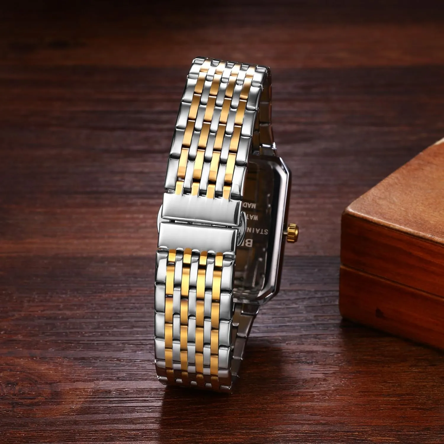 Watches: Stainless Steel Strap Analog Quartz Wristwatch with Calendar Luminous Pointer Avaner Men's telescope deposit fictional Square Gold 