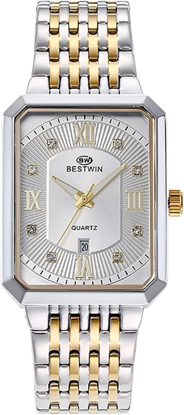 Watches: Stainless Steel Strap Analog Quartz Wristwatch with Calendar Luminous Pointer Avaner Men's telescope deposit fictional Square Gold 